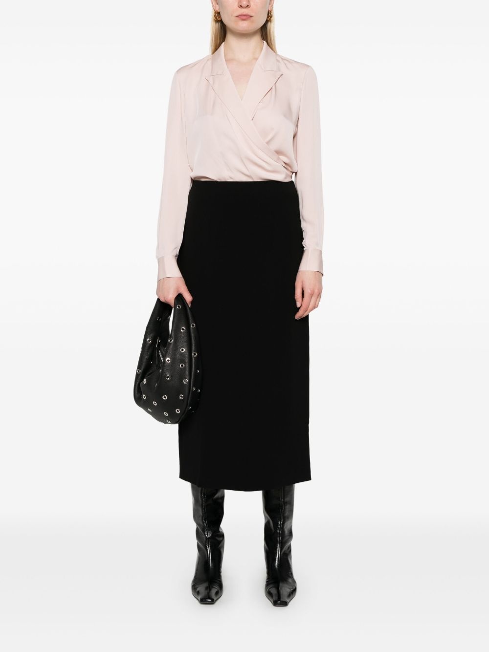 peak lapel wrap blouse - 2