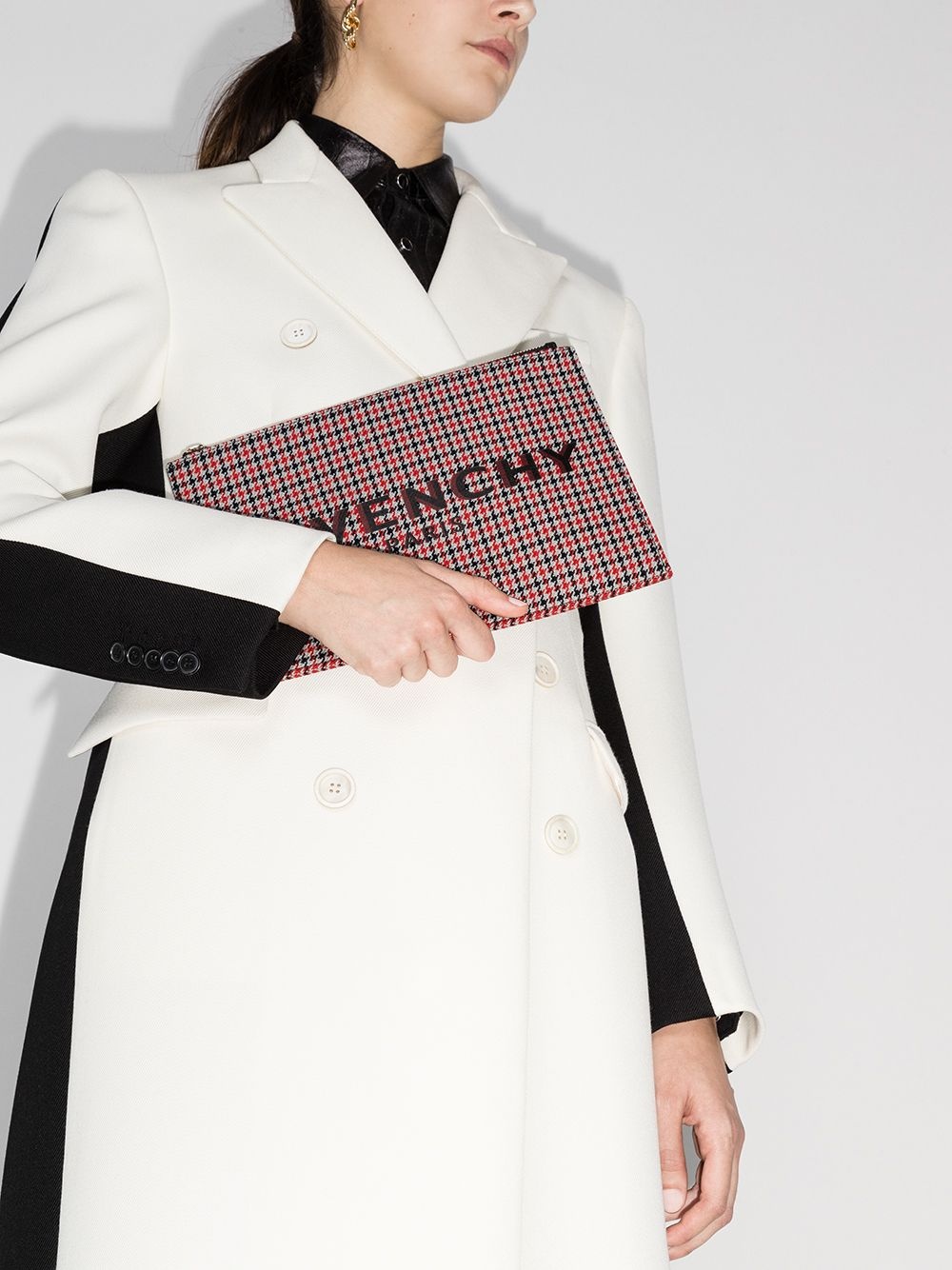 signature-print houndstooth clutch - 2