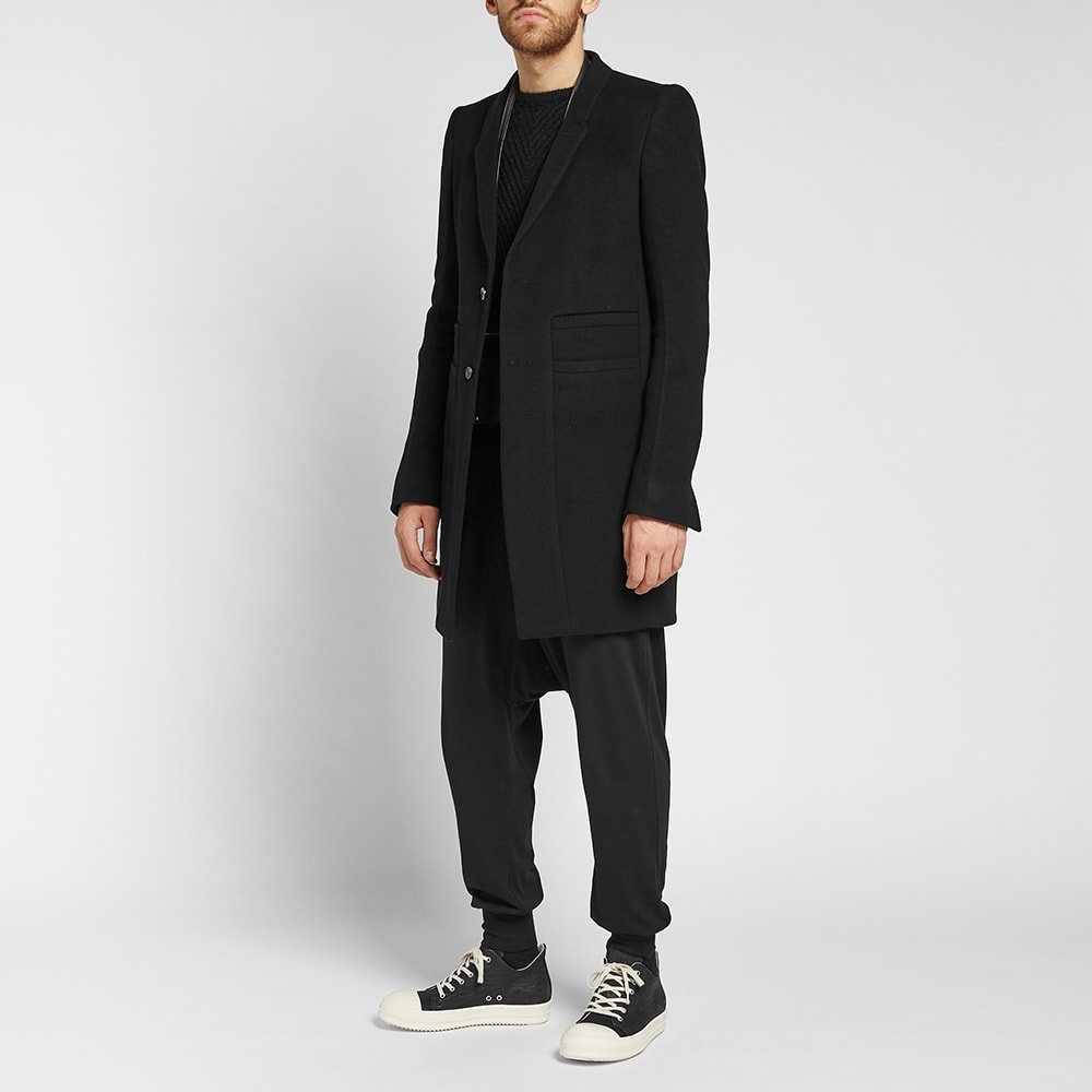 Rick Owens Single Breasted Wool Overcoat - 5