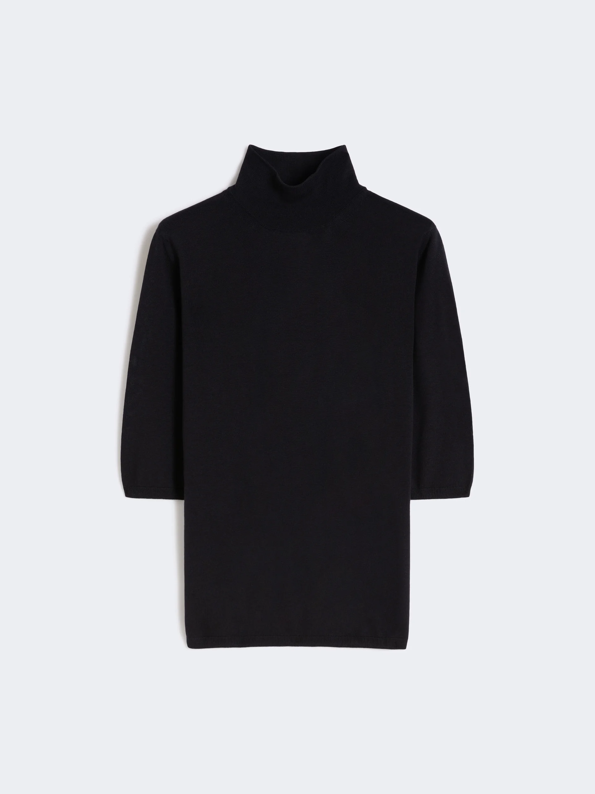 Stockinette-stitched wool polo-neck sweater - ULTRAMARINE - 1