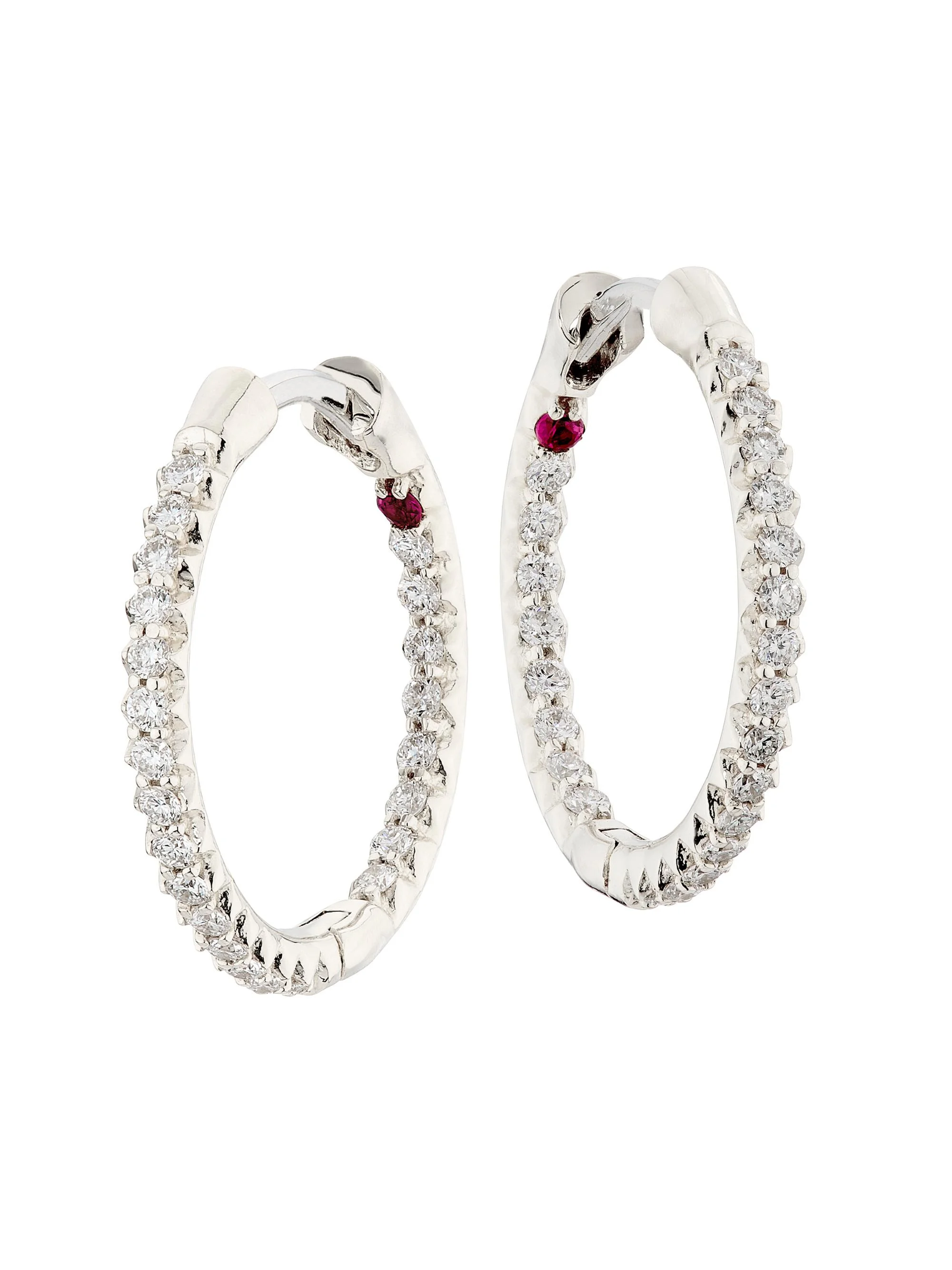 Women's Tiny Treasures 18K Gold & 0.76 TCW Diamond Inside-Out Hoop Earrings - White Gold - 1