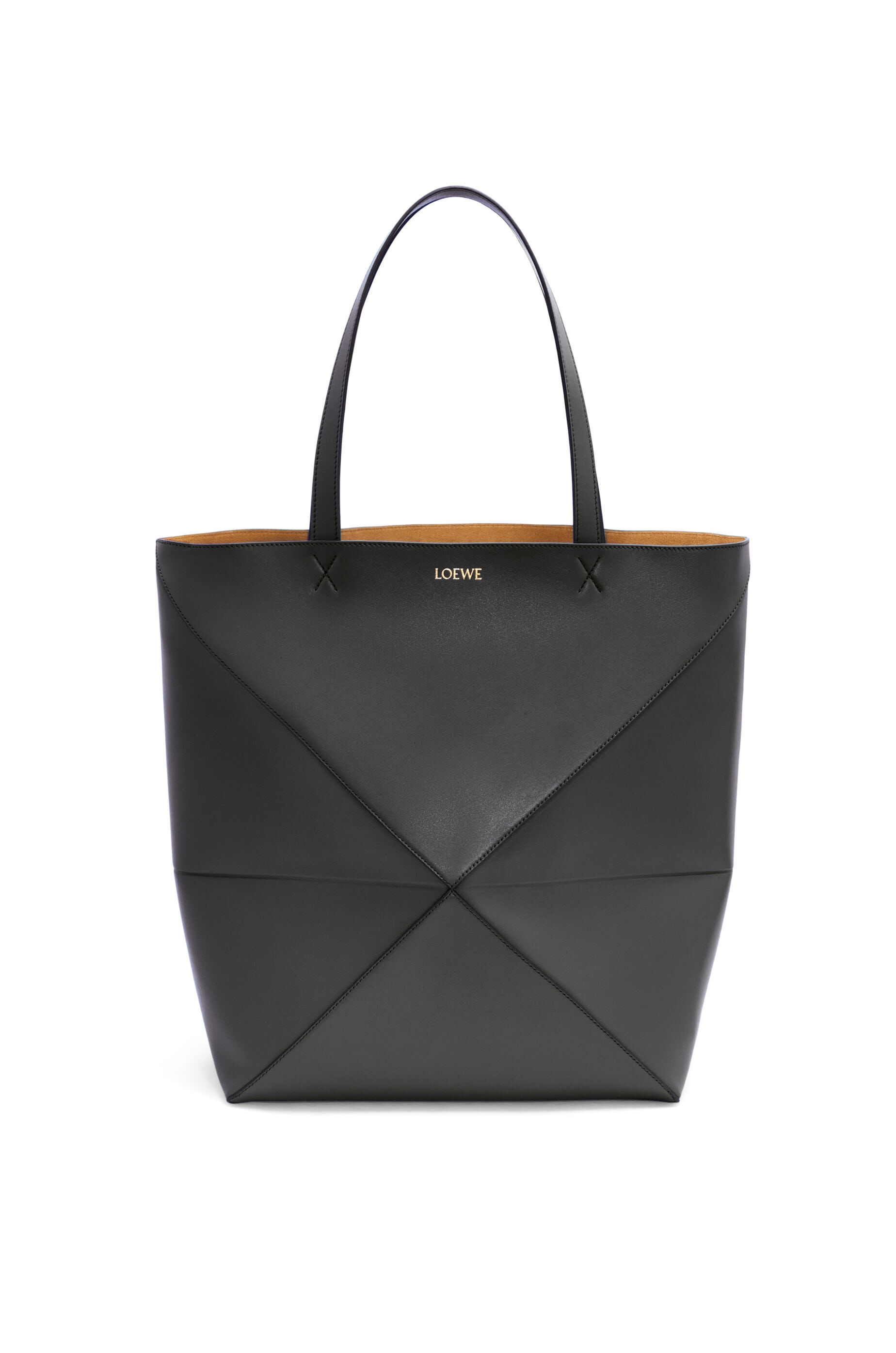 Large Puzzle Fold Tote in shiny calfskin - 1