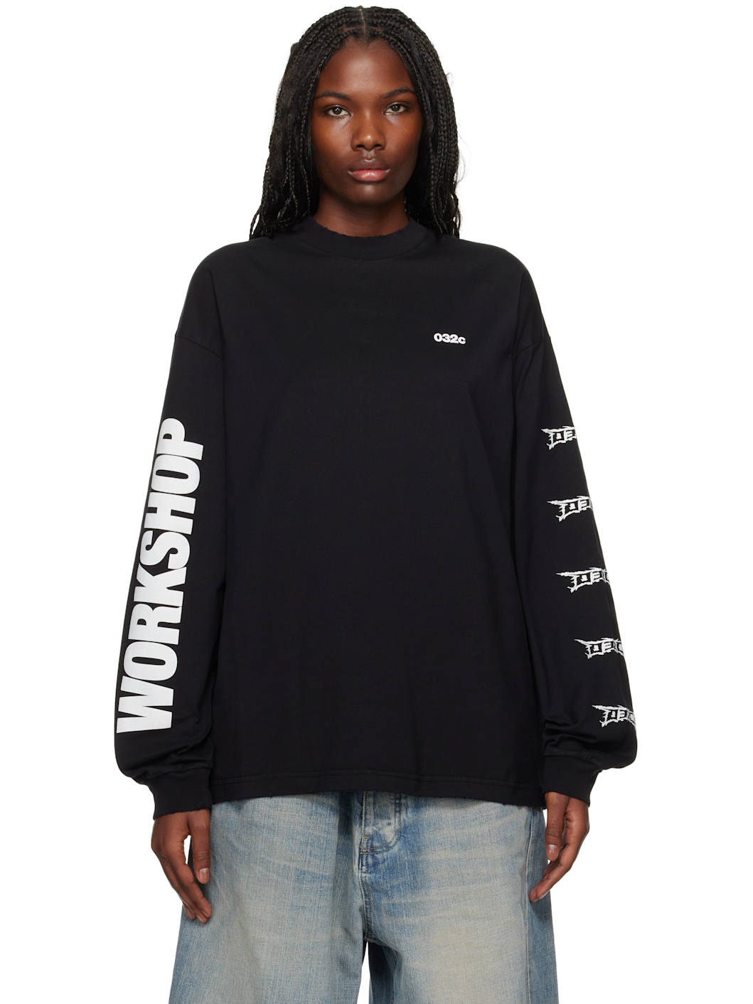 Black "Nerve Shatter" Boxy Longsleeve T-shirt - 1