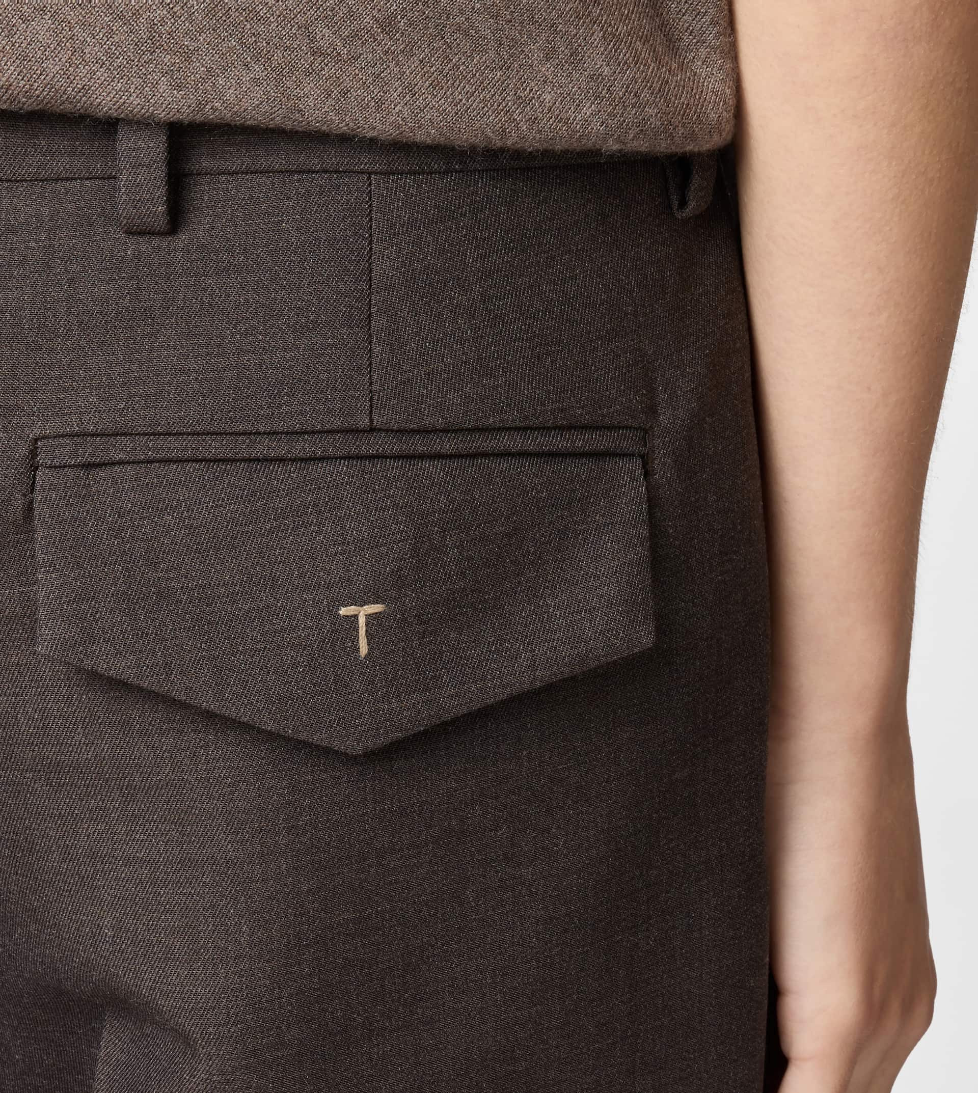 PANTS IN WOOL GABARDINE - BROWN - 6