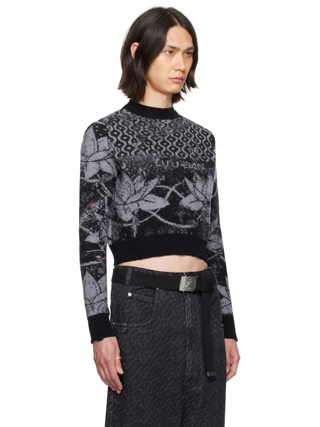 Black & Gray Shrunk Sweater - 2