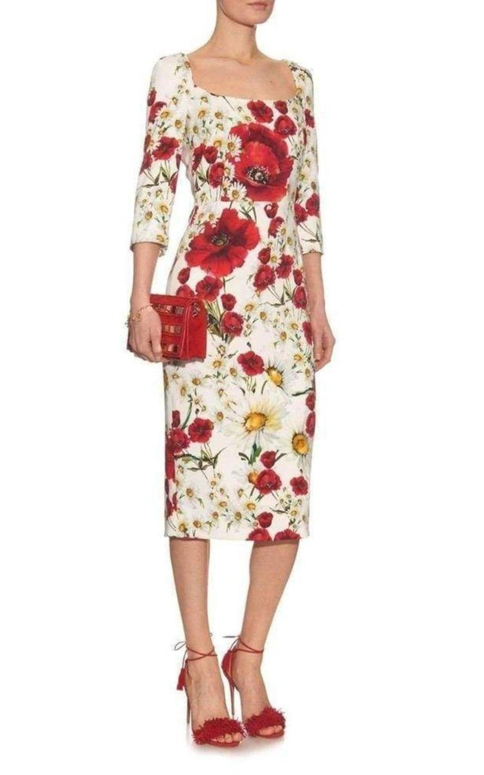 Daisy and Poppy Print Silk Blend Dress - 2