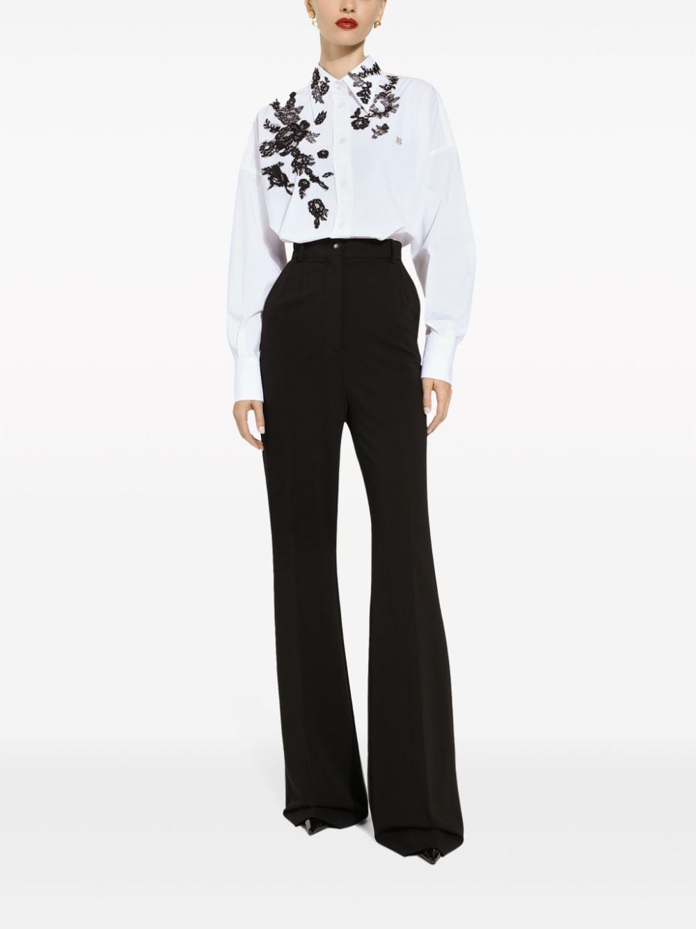 high-waisted pressed-crease flared trousers - 3