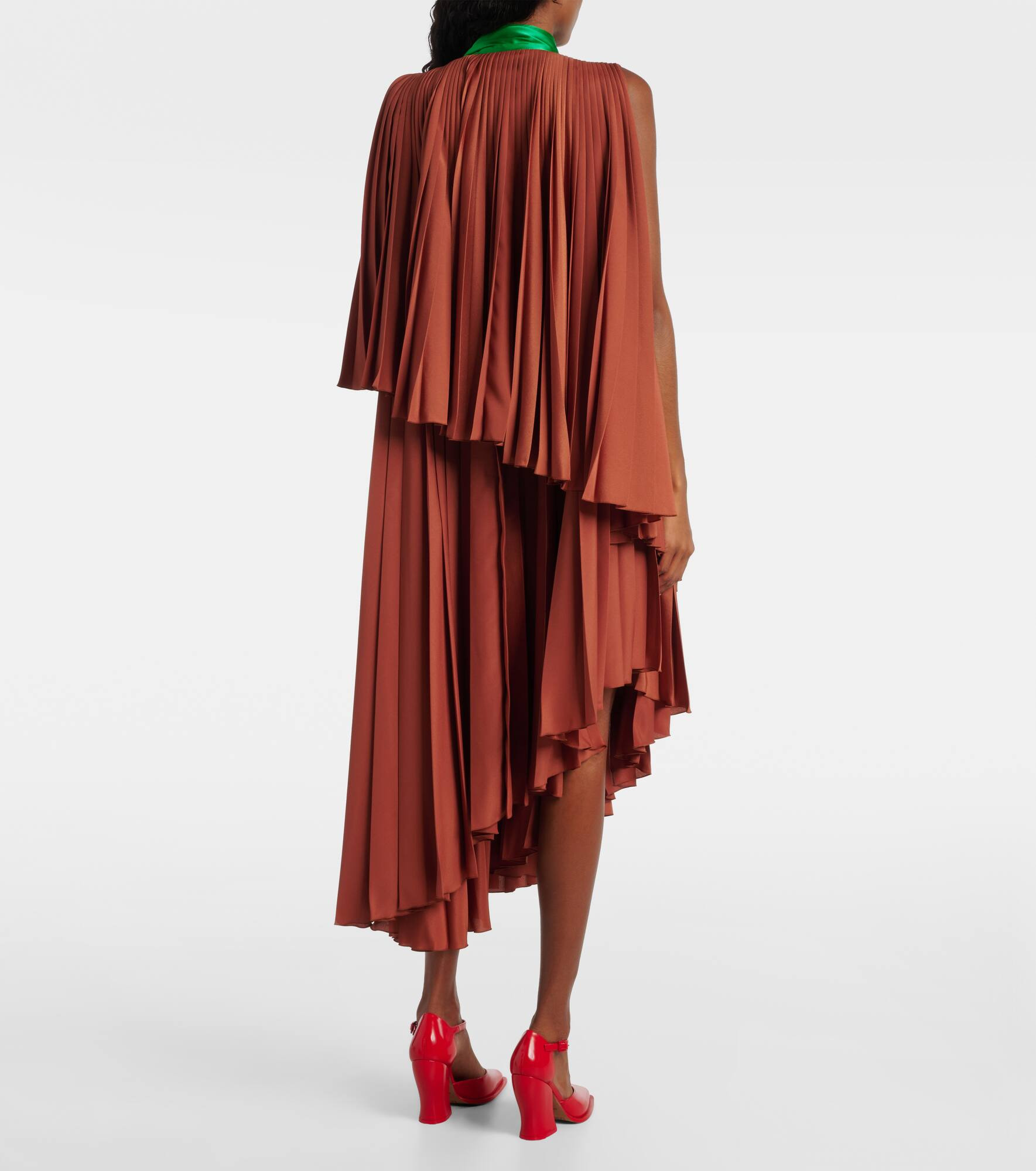 Pleated asymmetric midi dress - 3