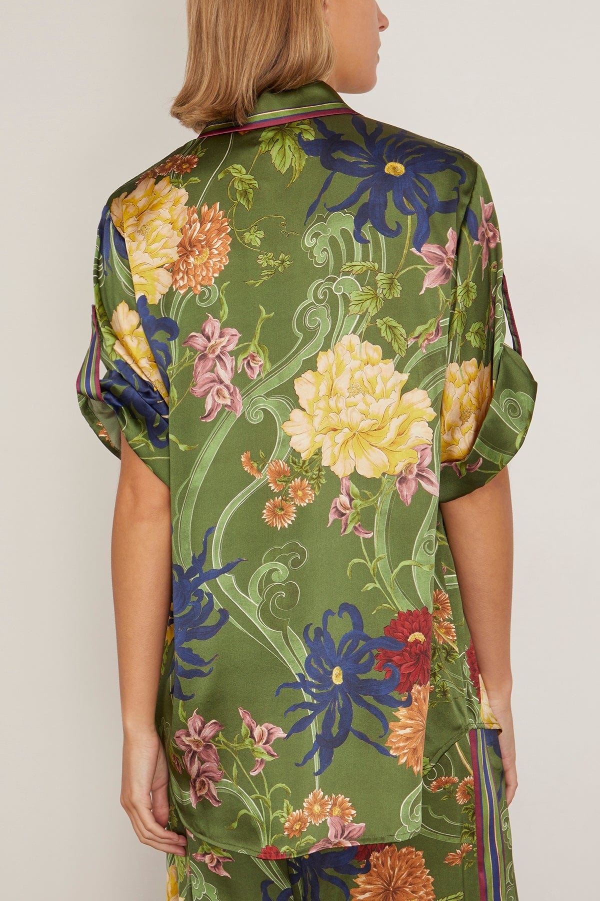 Avery Silk Shirt in Green - 4