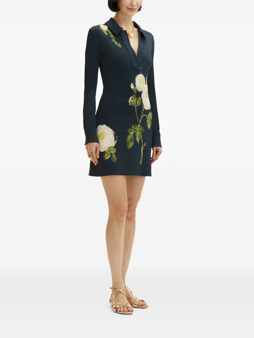 rose-print jersey mini dress - 3