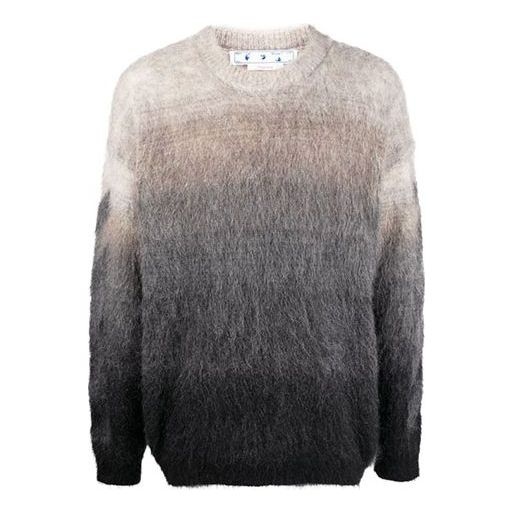 Men's Off-White SS22 Round Neck Gradient Pullover Wool Sweater Gray OMHE098S22KNI0011710 - 1