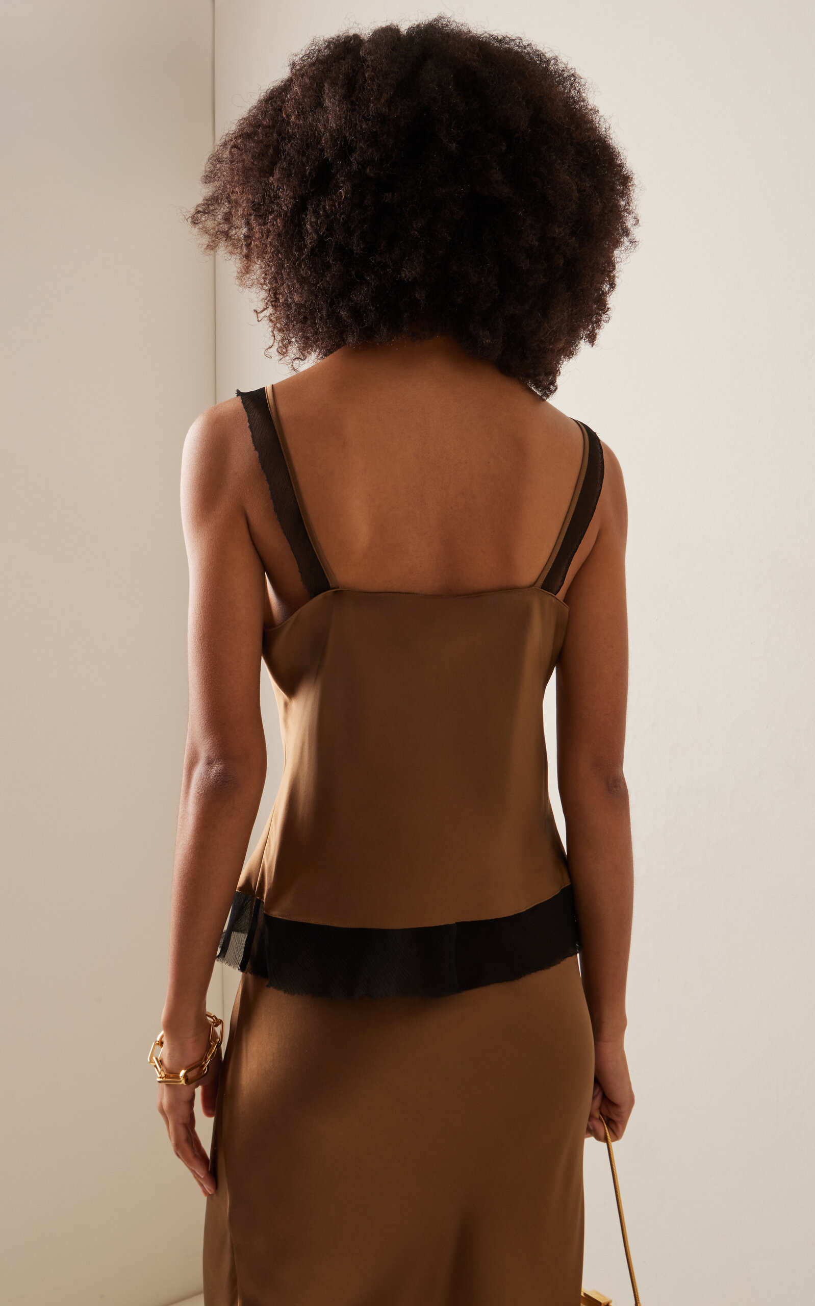 Catania Mesh-Trimmed Silk Tank Top green - 4
