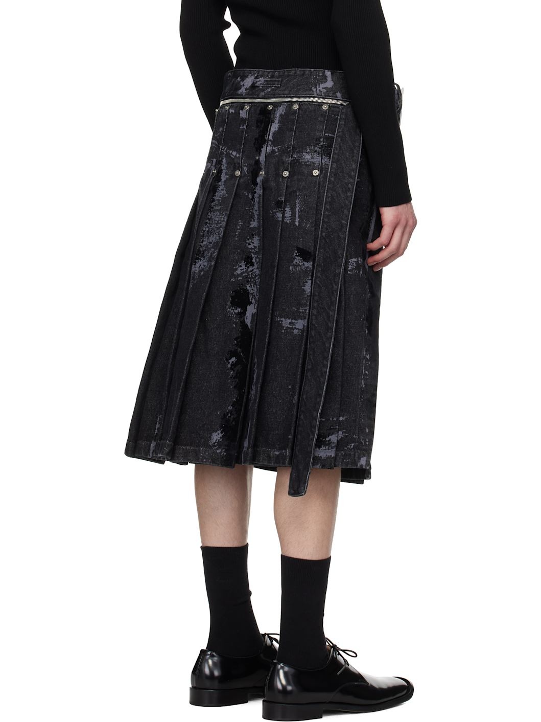 Black 'The Flocked' Denim Skirt - 3