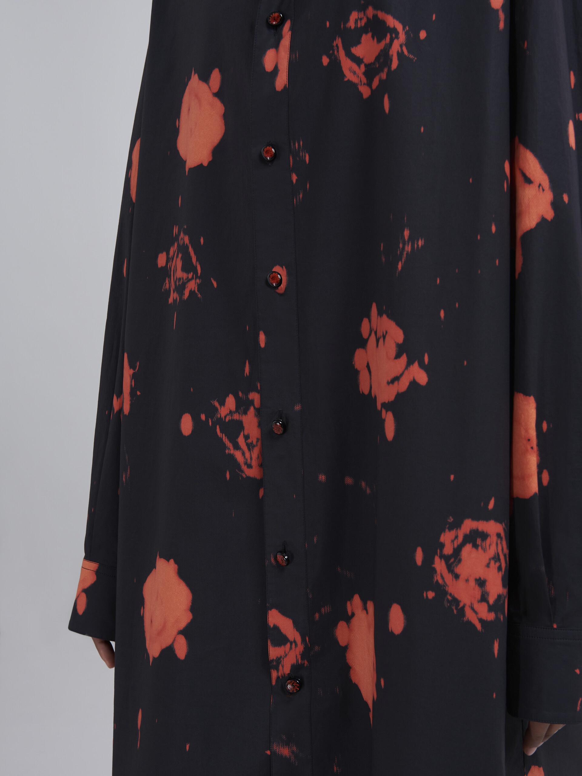 FADED ROSES PRINT COTTON POPLIN DRESS - 5