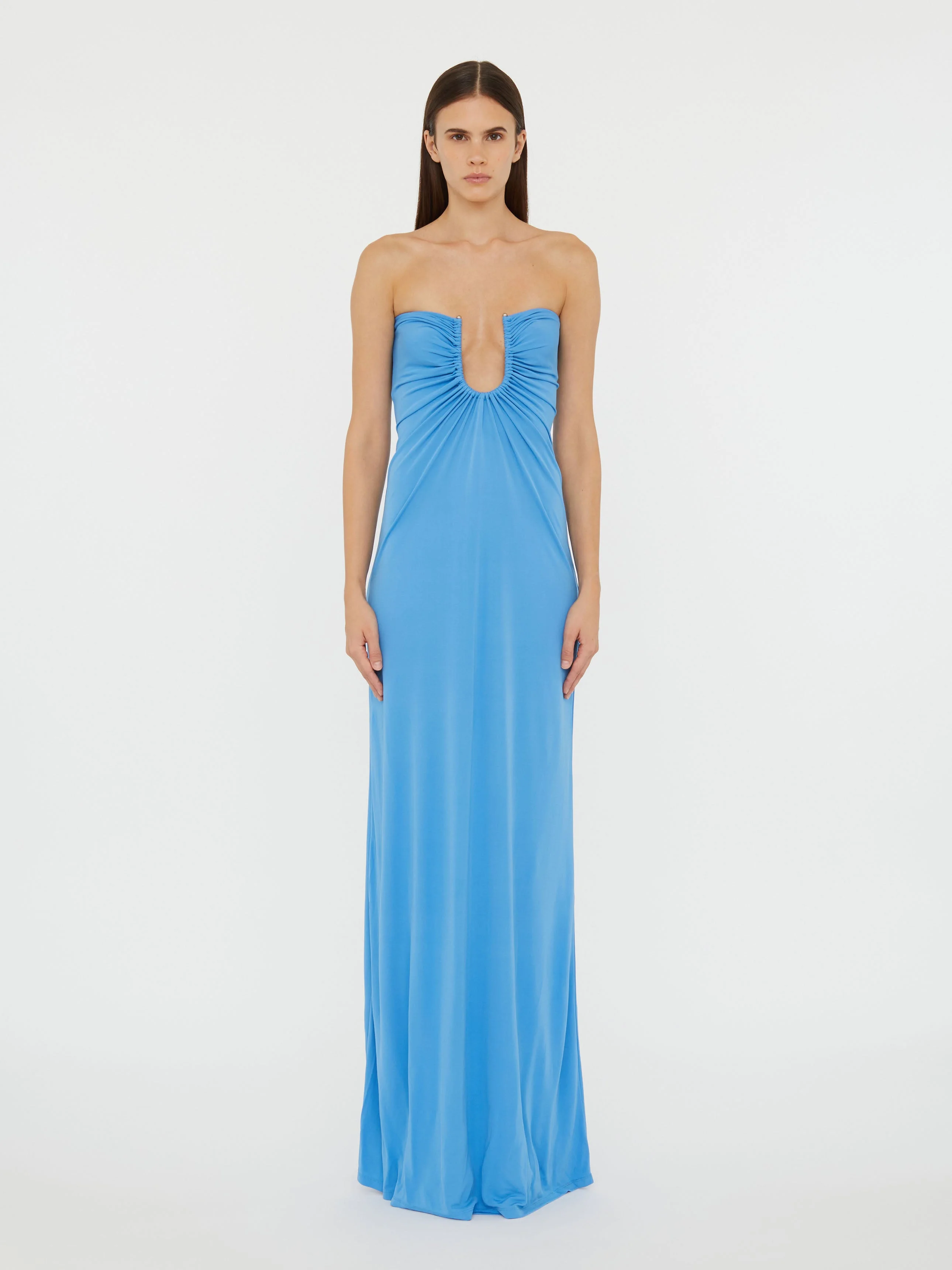 Arced Palm Strapless Dress - 1