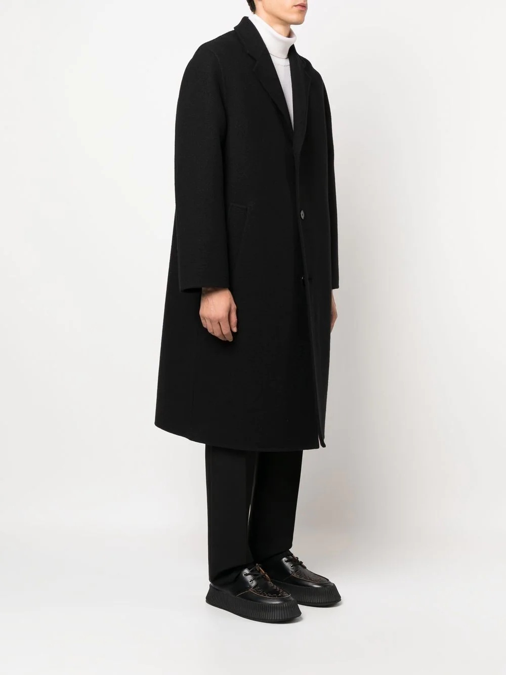 single-breasted mid-length coat - 3