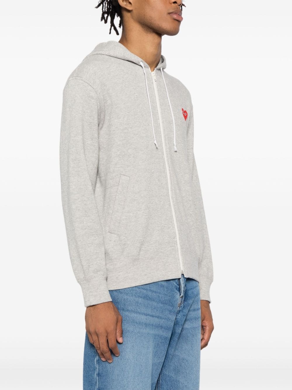 zipped almond eye heart hoodie - 4