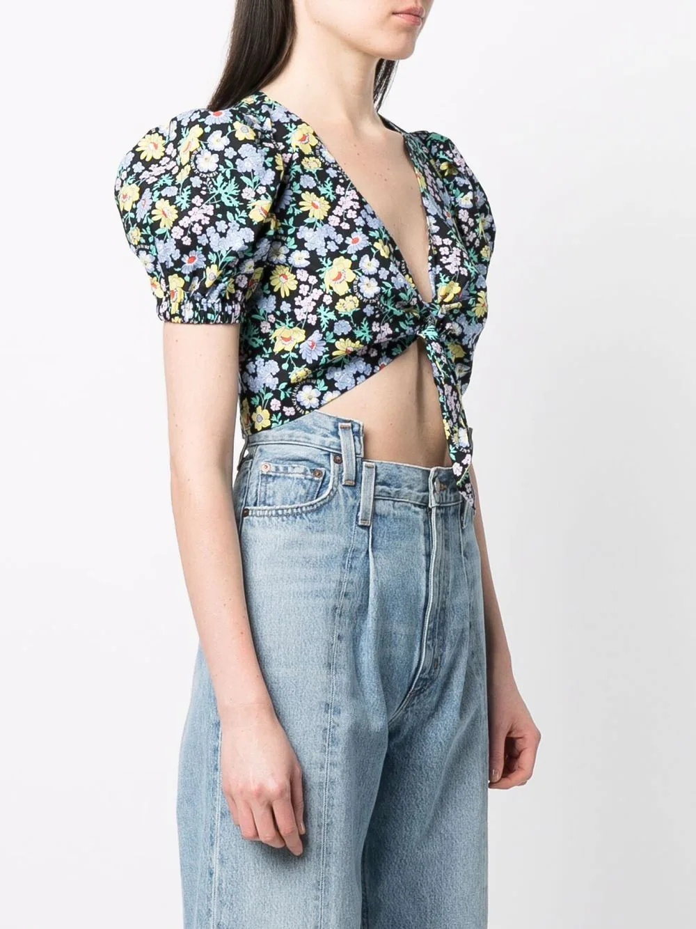 floral-print crop top - 3