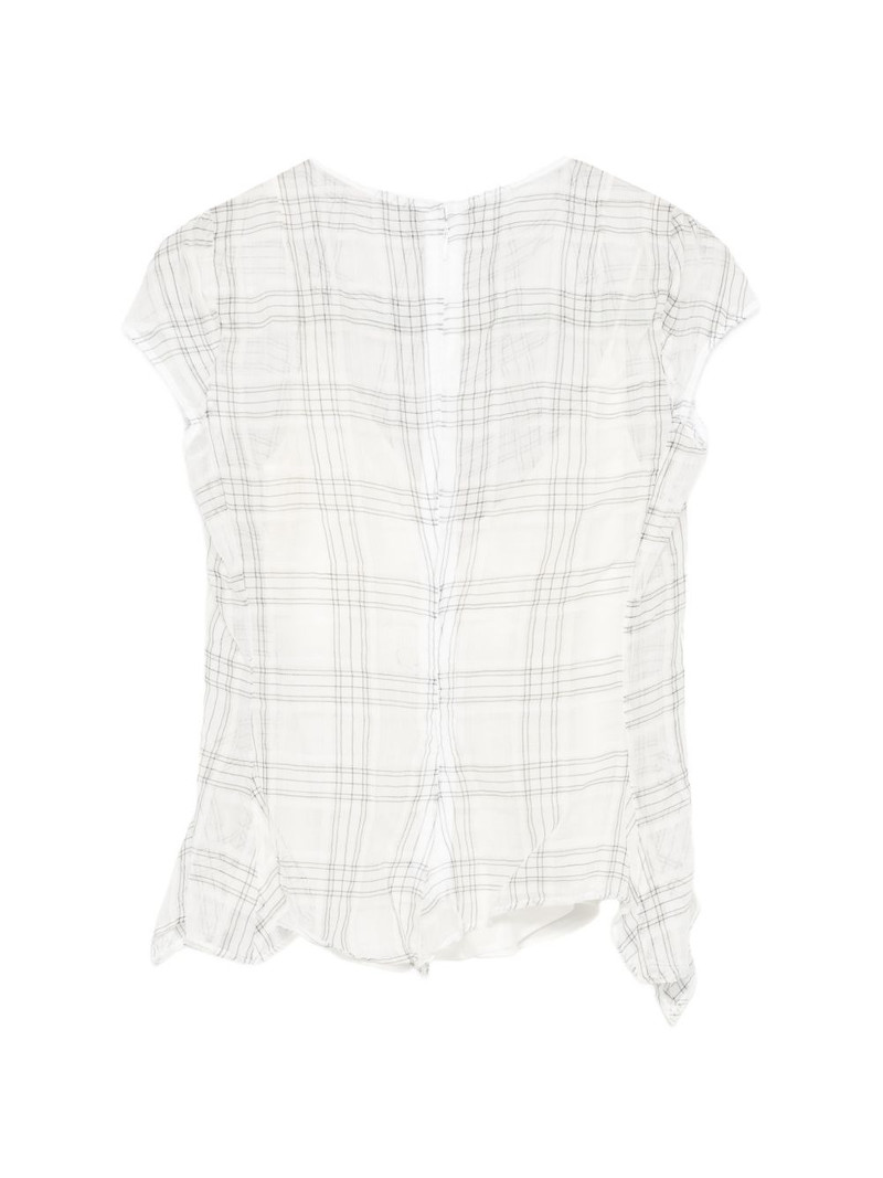 Marc Le Bihan check-pattern sheer blouse outlook