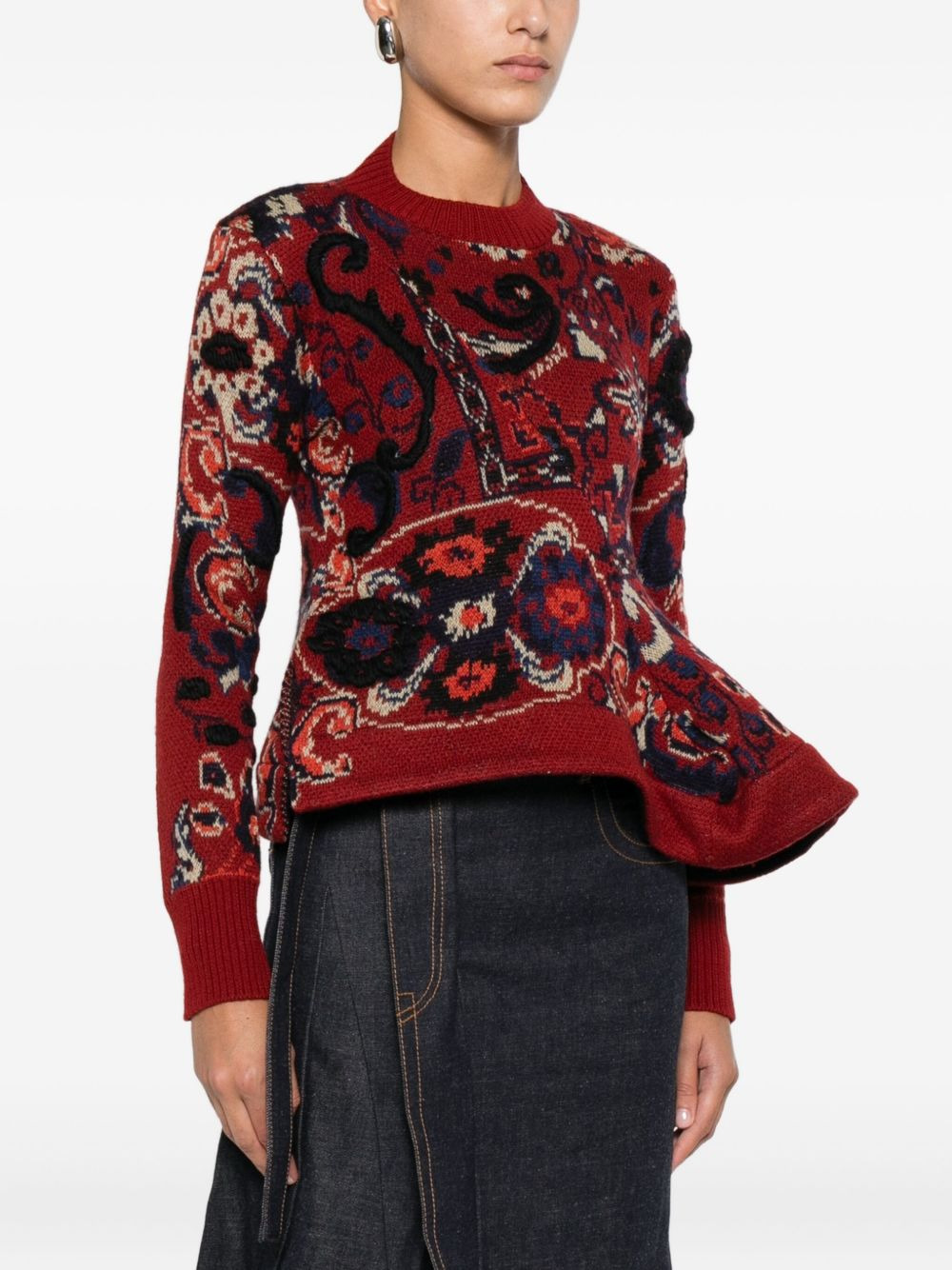 paisley-print asymmetric sweater - 3
