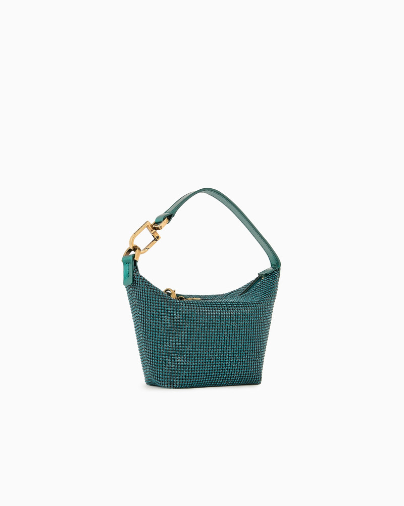 GIORGIO ARMANI La Prima Soft mini handbag in metallic knit with rhinestones outlook