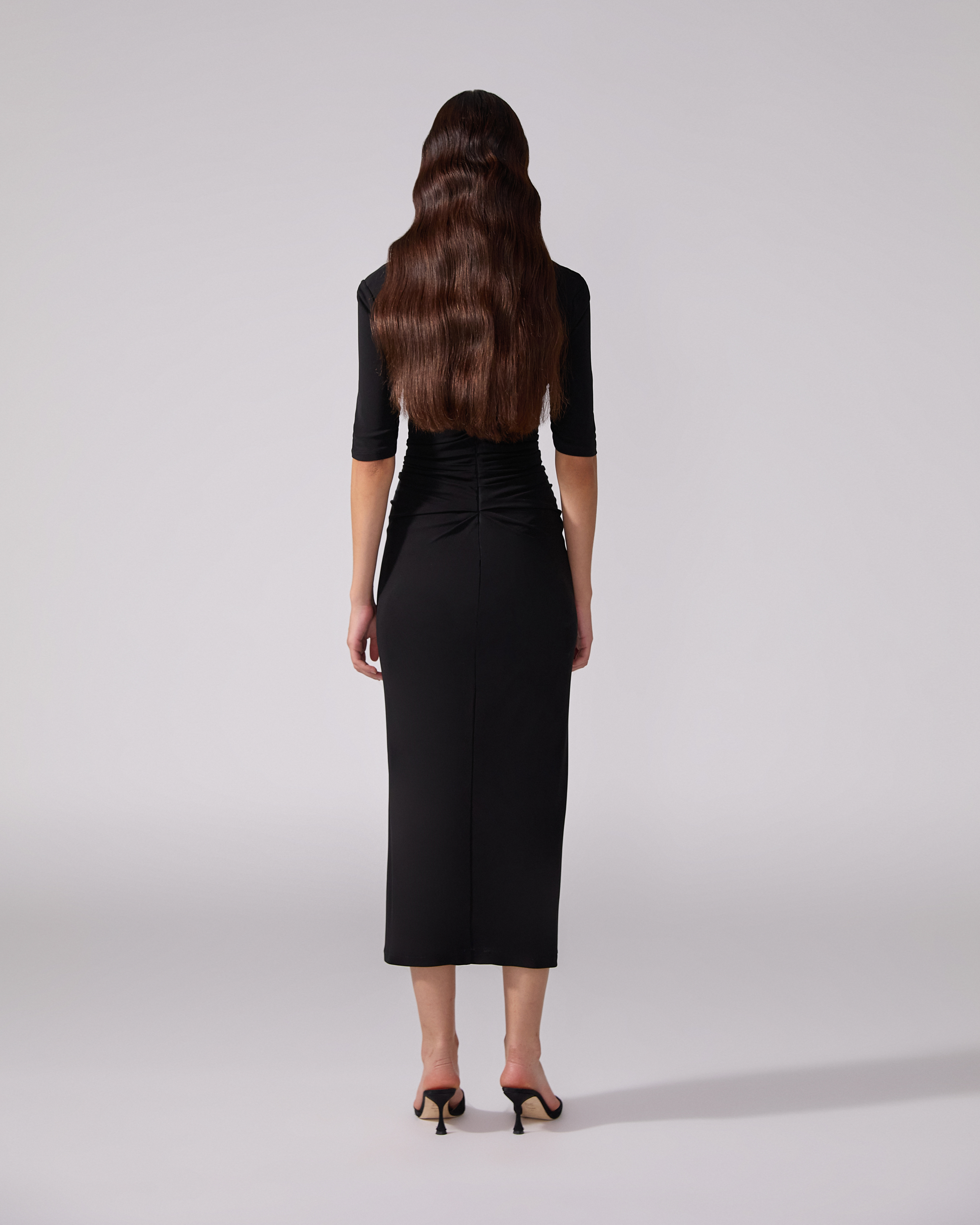 Ruched Button-Front Midi Dress - 3