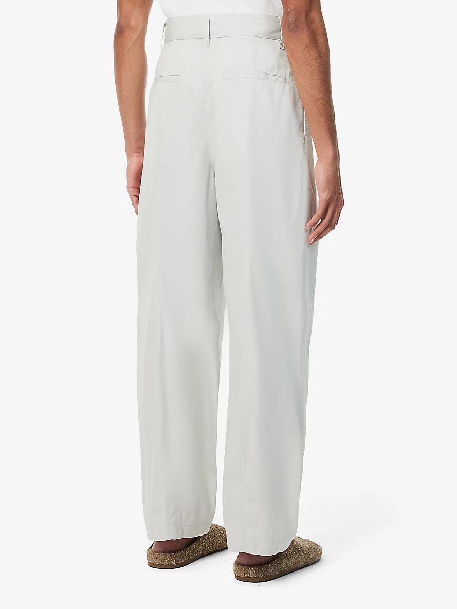 Wide-leg high-rise cotton and silk-blend trousers - 4