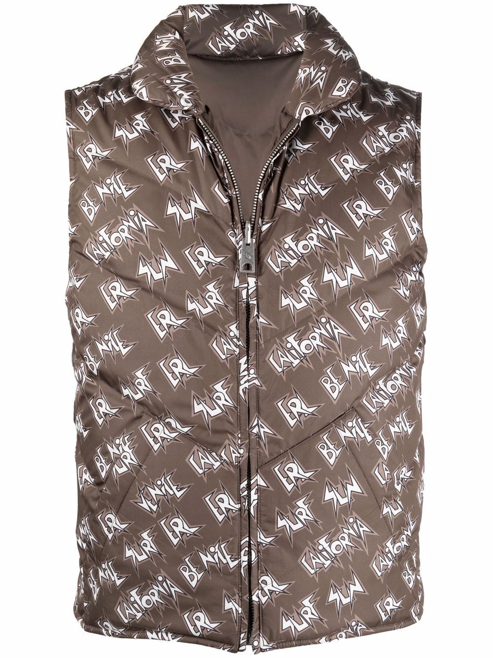 logo-print padded gilet - 1