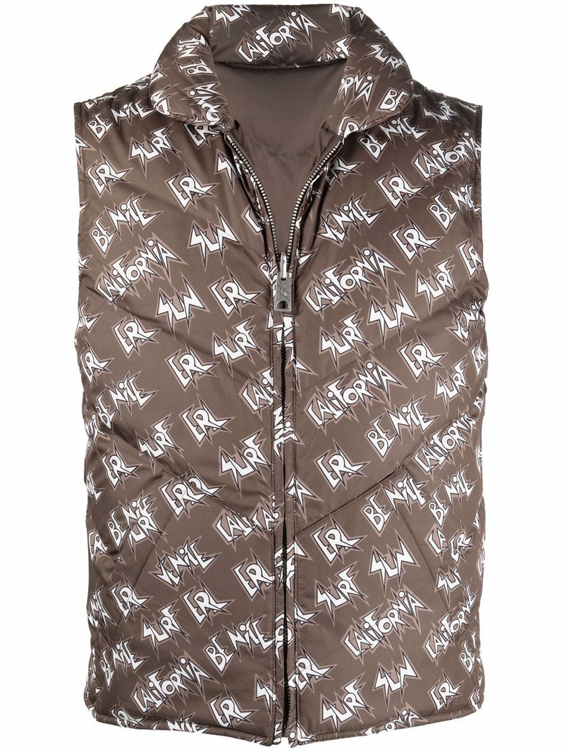 logo-print padded gilet 1