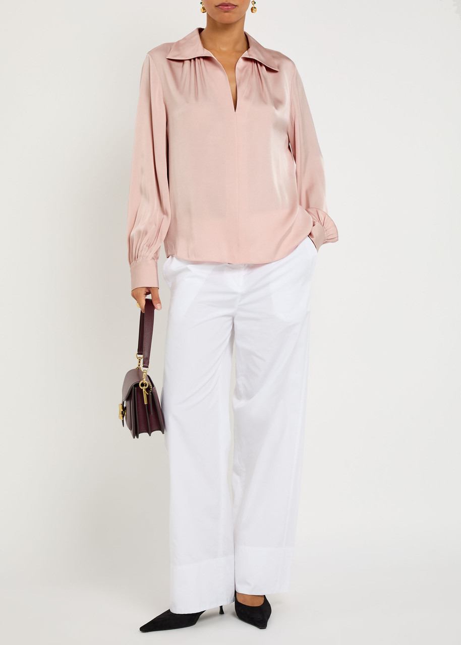 Vince Gathered Silk-blend Blouse - 4