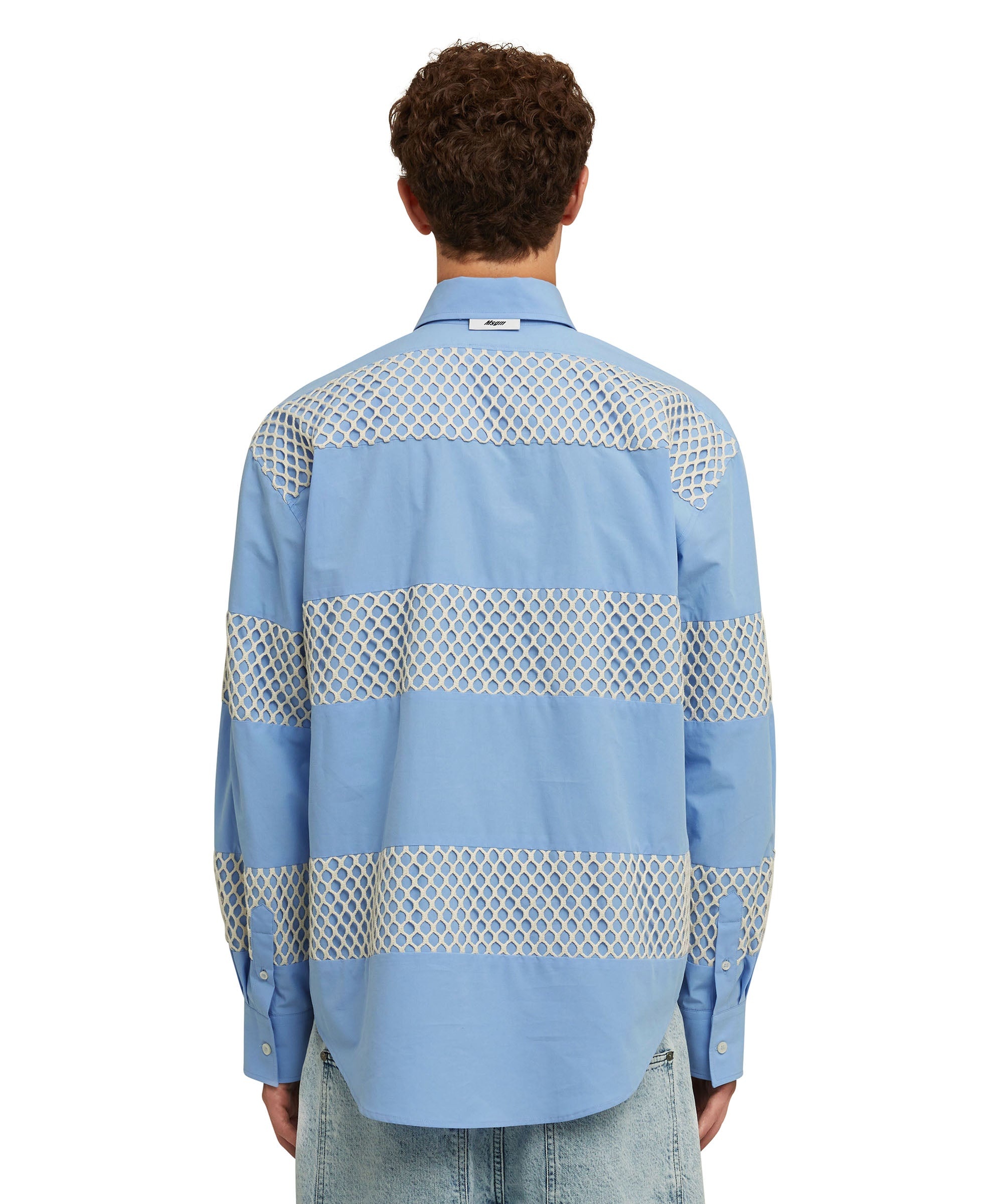 Organic poplin cotton shirt with mesh details - 4