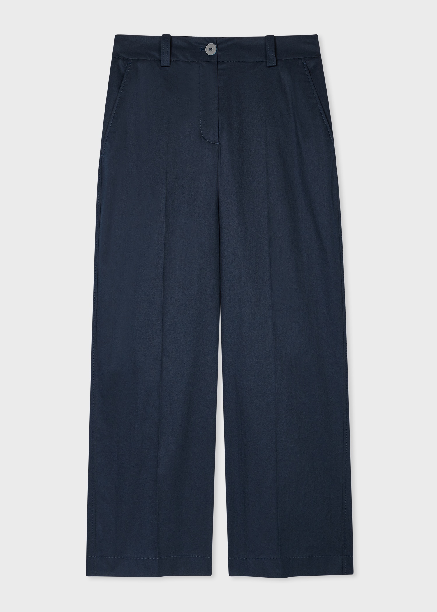 Women's Navy Stretch-Cotton Trousers - 1