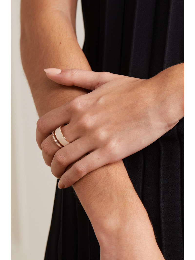 REPOSSI Berbere 18-karat Rose Gold, Lacquer And Diamond Ring outlook