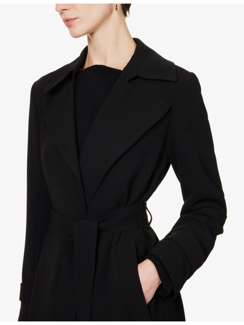 Oaklane belted regular-fit crepe coat - 5