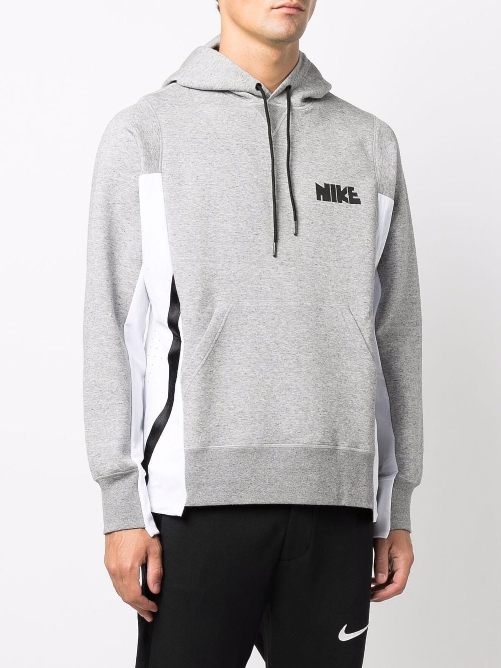 x sacai logo-print panelled hoodie - 3