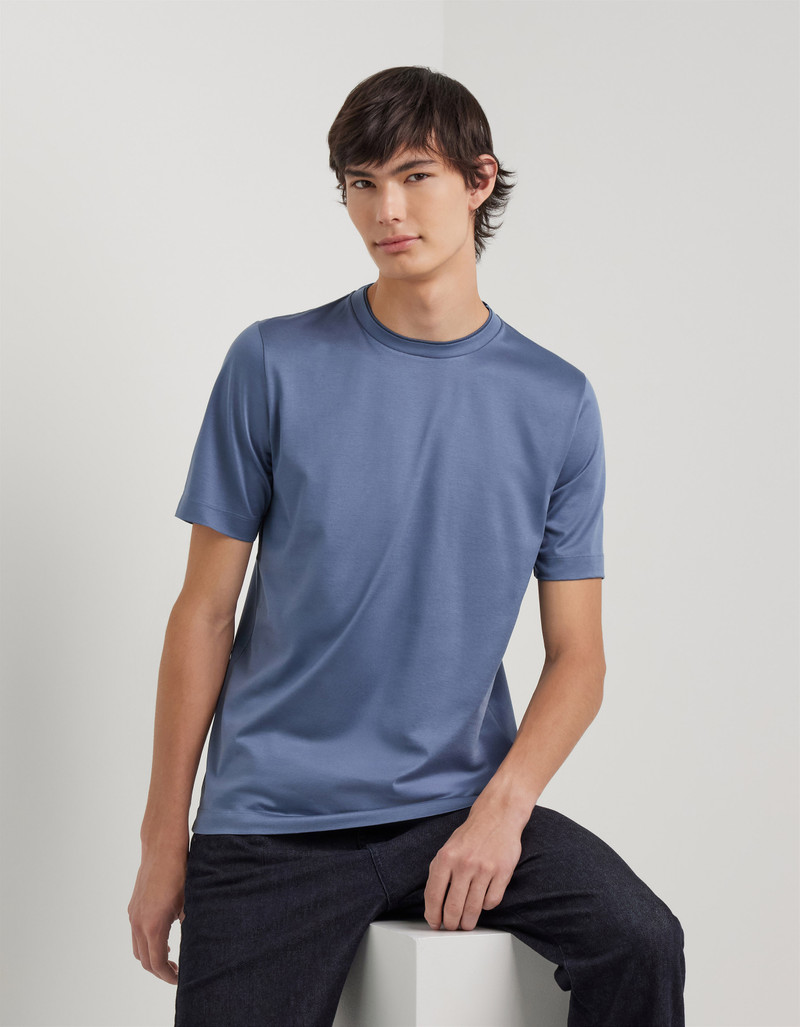 Canali DUSTY BLUE T-SHIRT IN FILOSCOZIA COTTON outlook