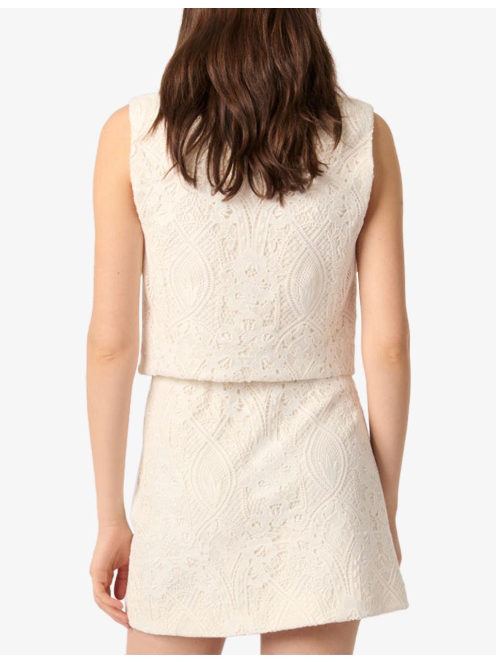 Lace-Embroidered V-neck Stretch-Woven Waistcoat - 4