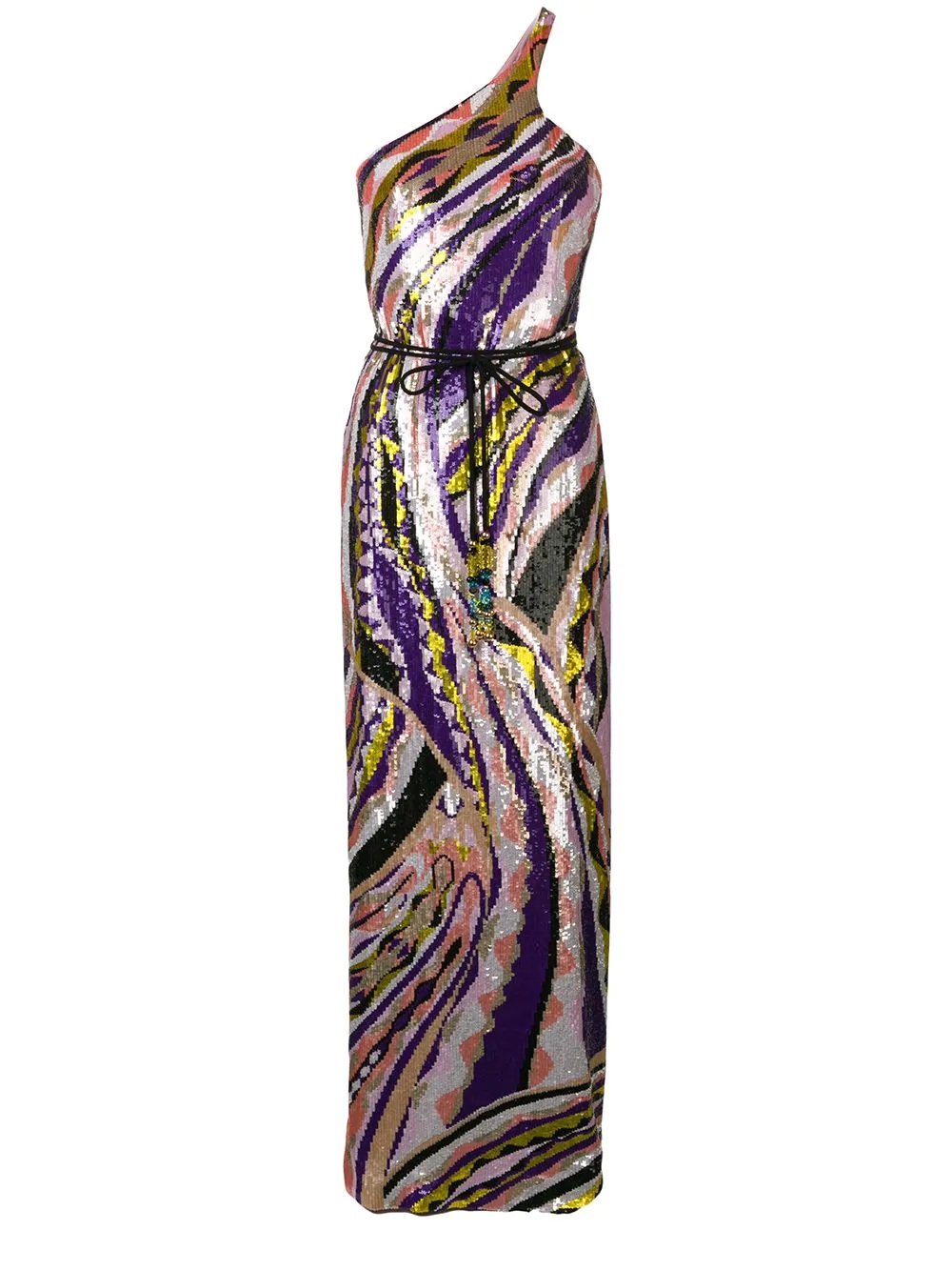 Sequin Embroidered Silk Maxi Dress - 1