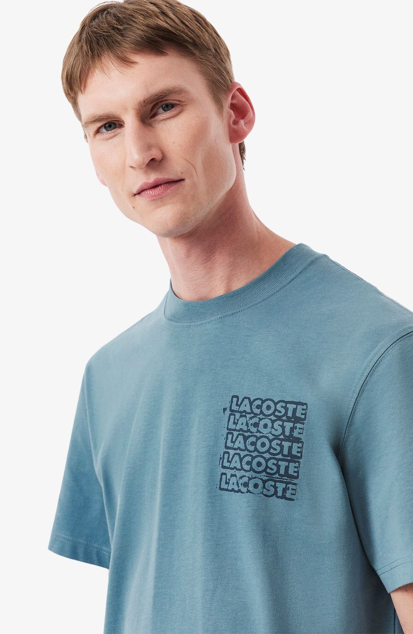 Lacoste Stencil Classic Fit Graphic T-Shirt in Cun Limestone/Falcon at Nordstrom - 3