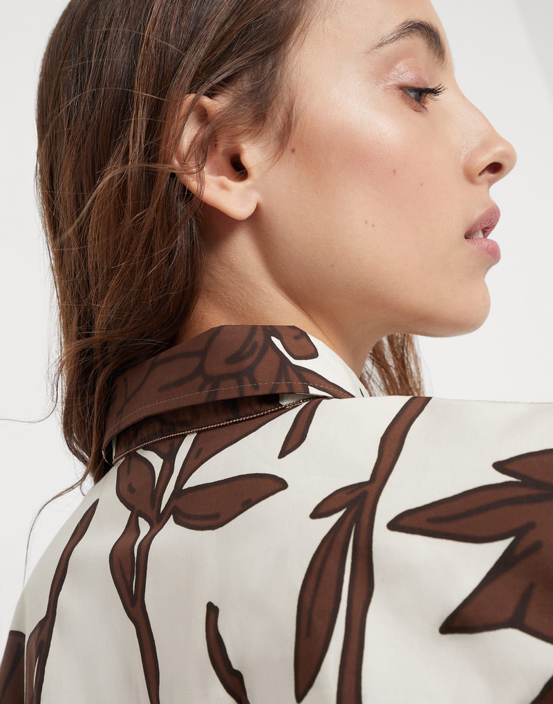 Cotton ramage print poplin shirt with monili 3