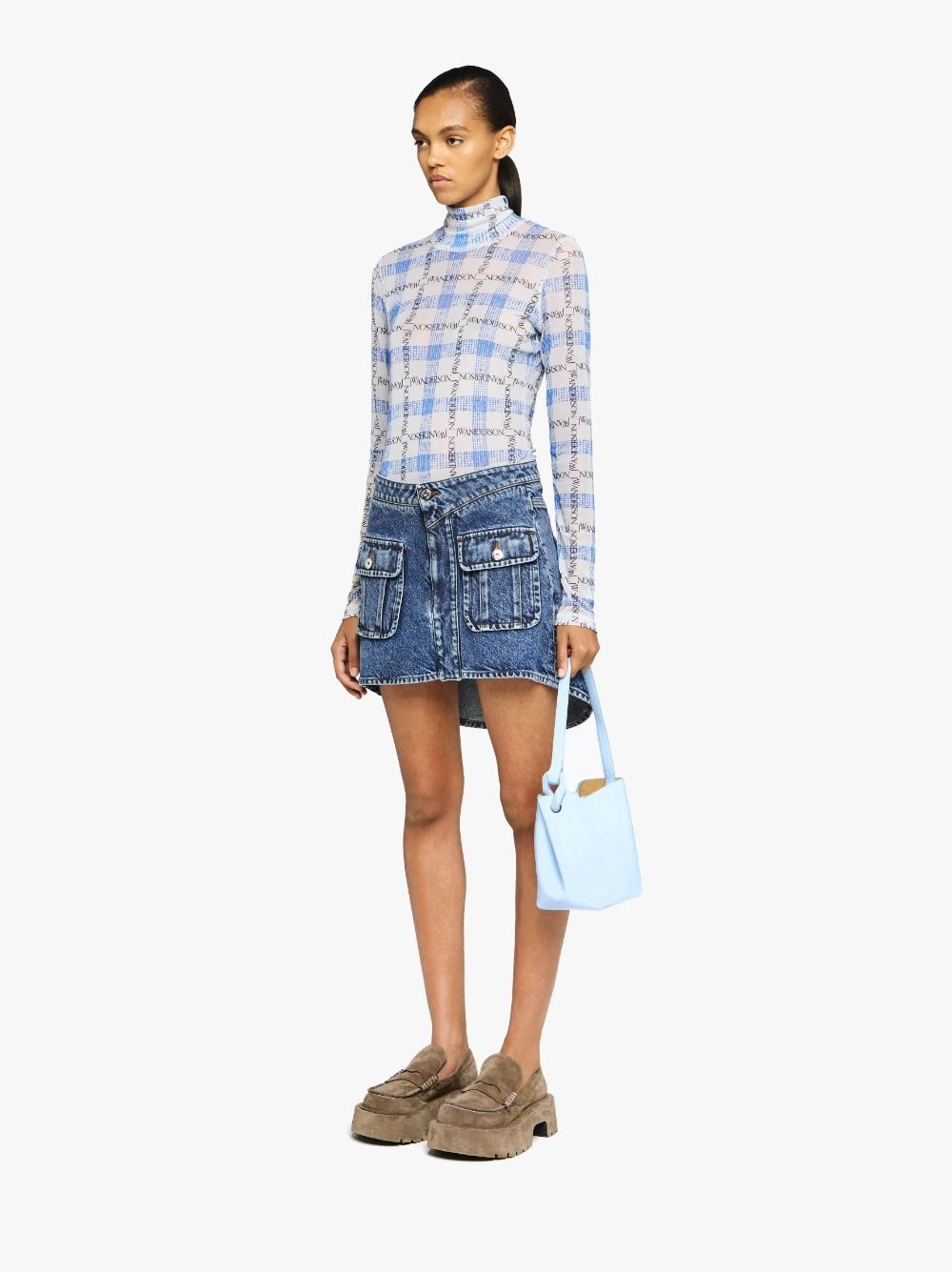 CURVED PATCH POCKET MINI SKIRT - 4