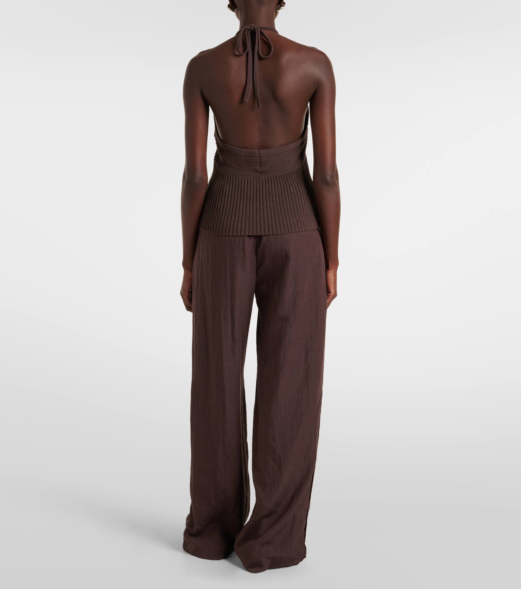 Halterneck cotton-blend top - 3