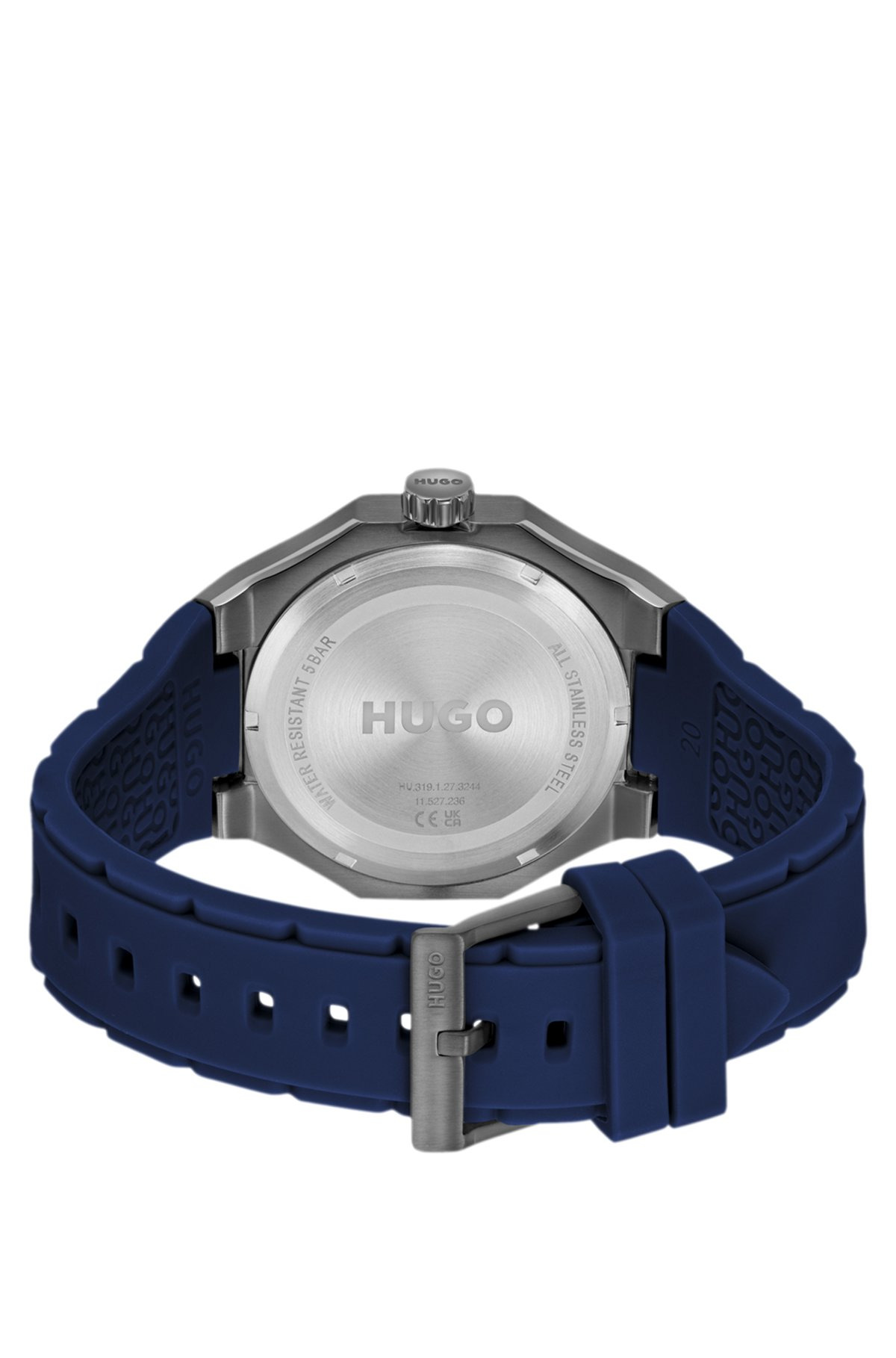 GRAY-PLATED WATCH WITH SILICONE LOGO STRAP - 3