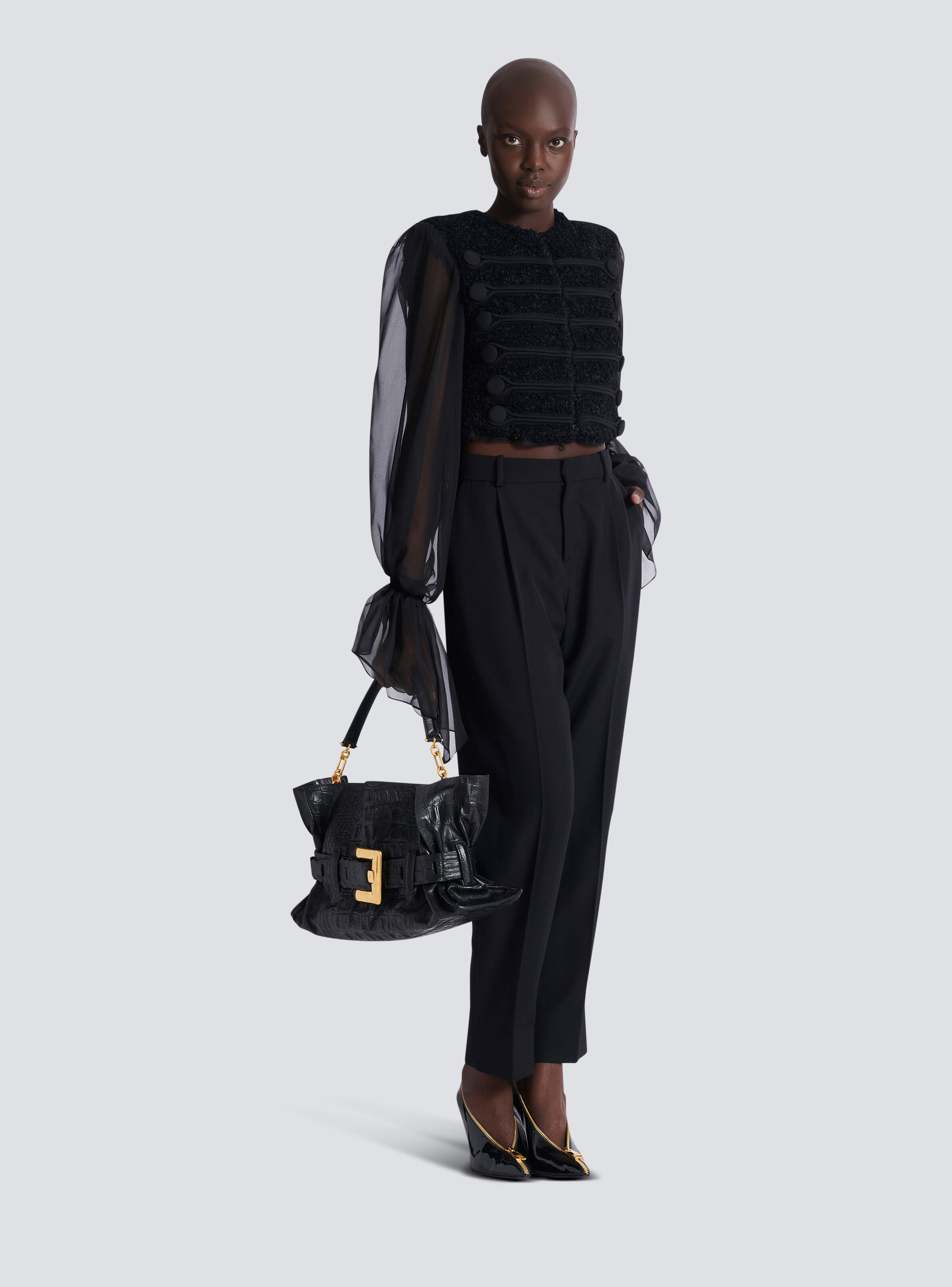 Medium Anthem bag in embossed crocodile-print calfskin - 2