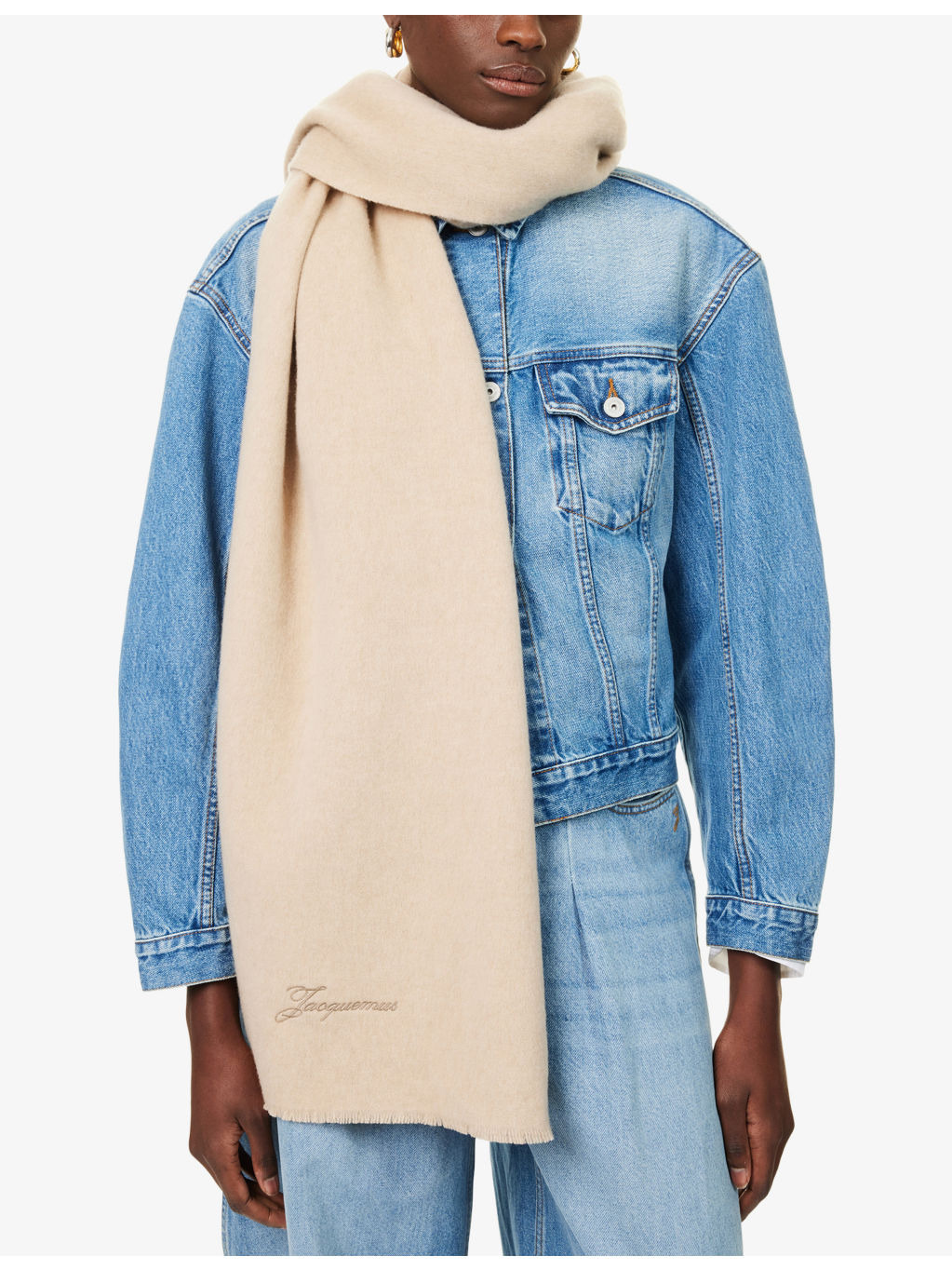 Tailleur Brand-Embroidery Wool And Cashmere Scarf - 2