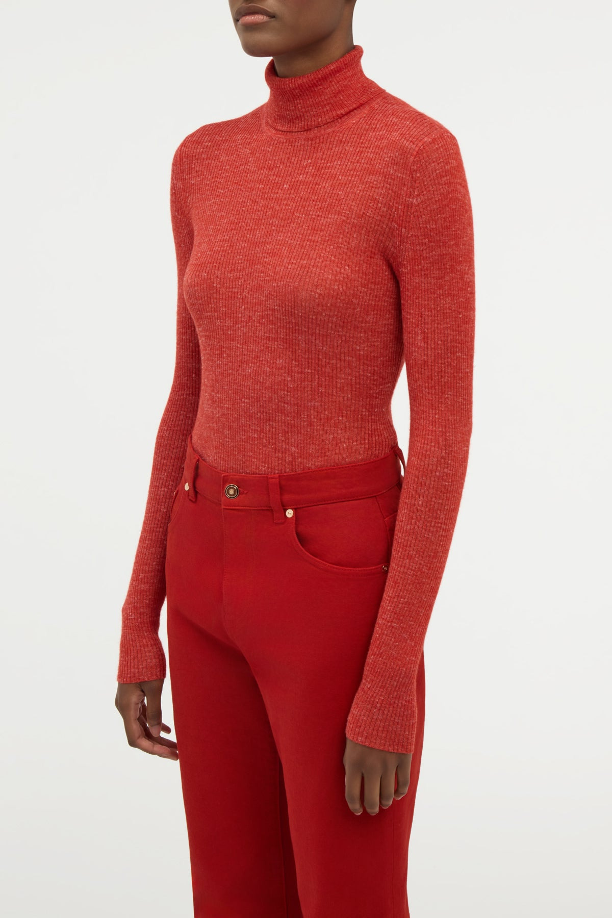 Aldona Knit Turtleneck in Antelope Orange Cashmere Silk with Hemp - 3