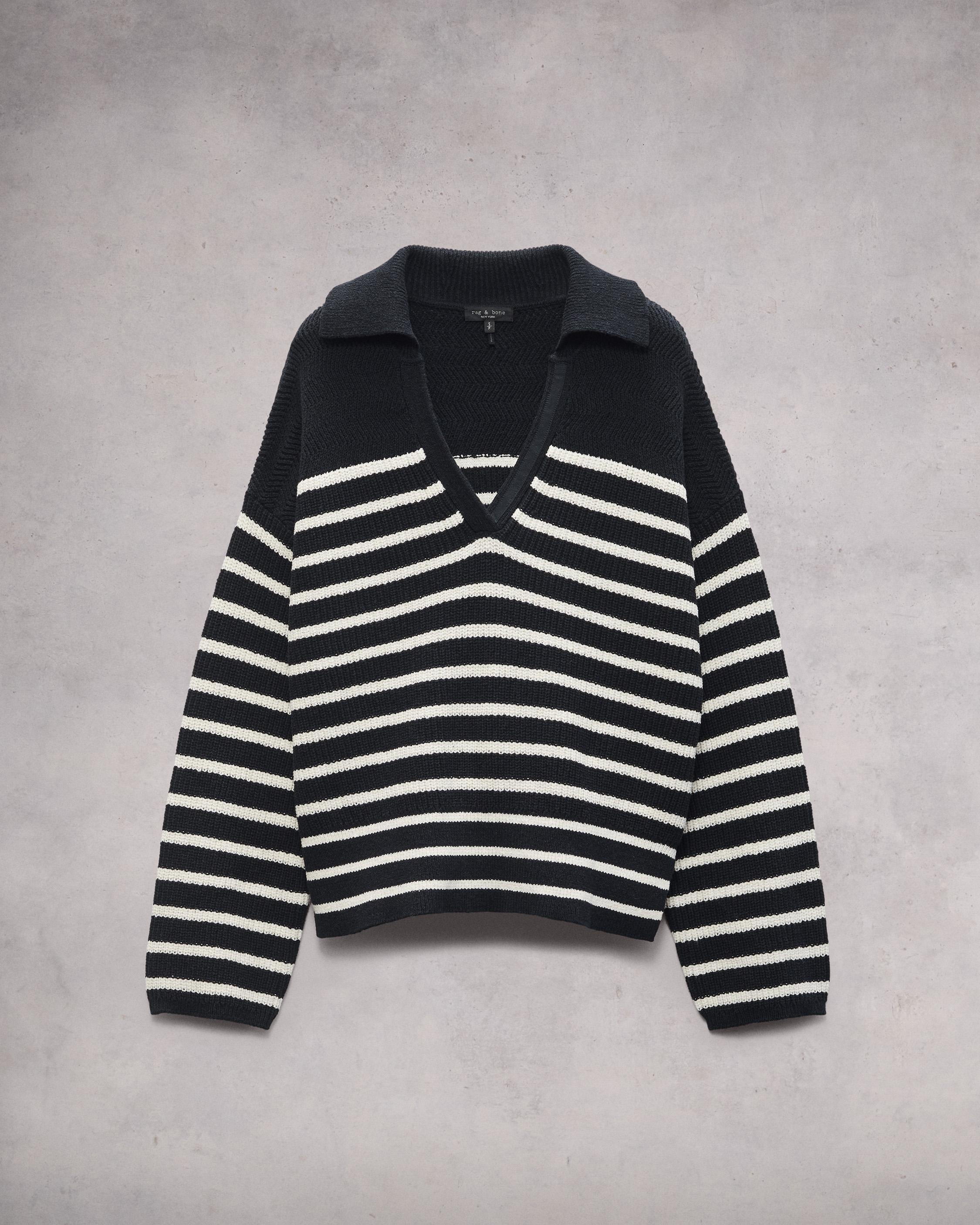 Jen Striped Cotton Polo Sweater
Oversized Fit - 1