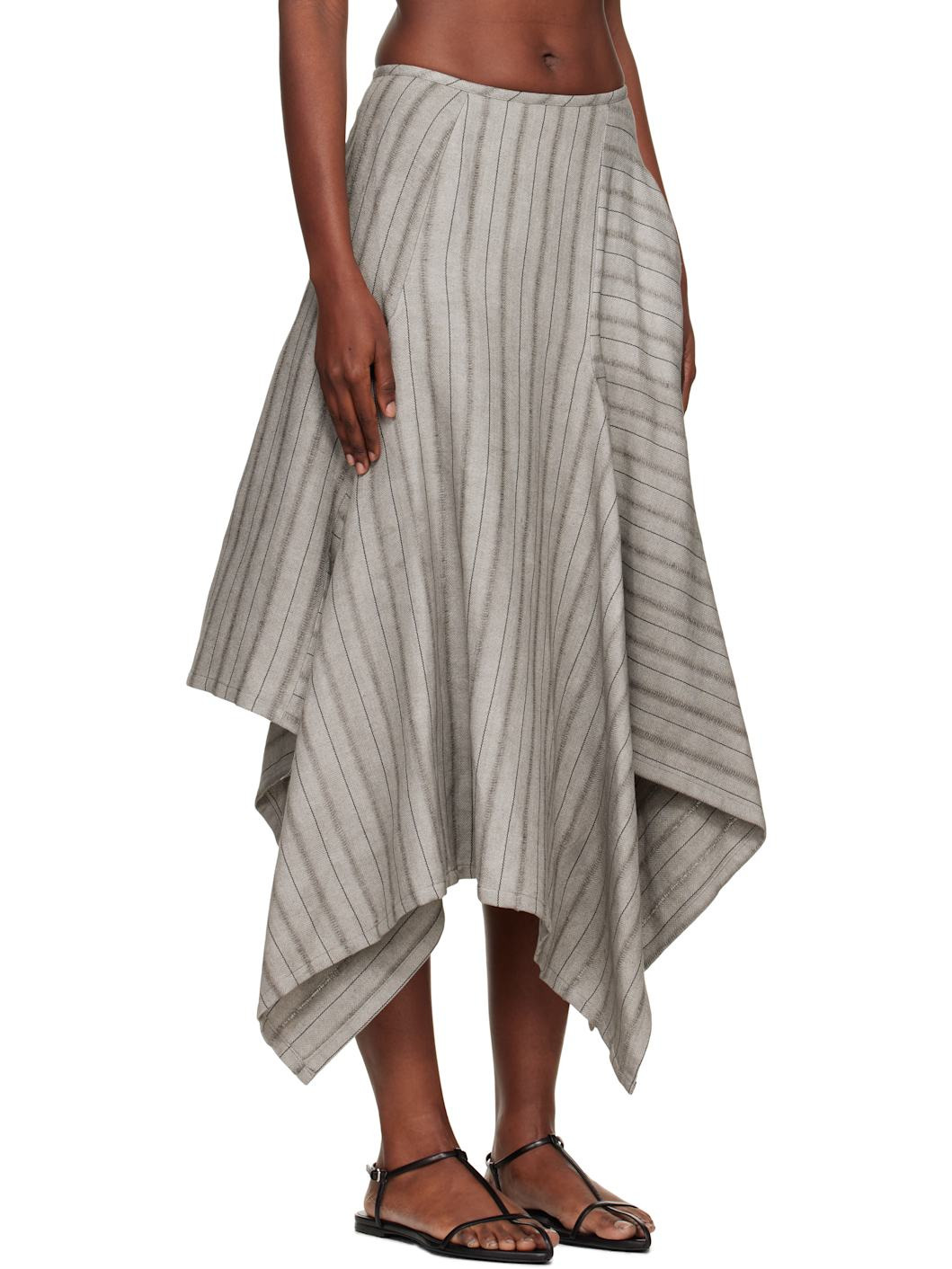 Gray Asymmetric Midi Skirt - 2