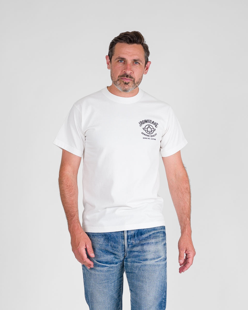 7.5OZ PRINTED LOOPWHEEL CREW NECK T-SHIRT - WHITE - 3
