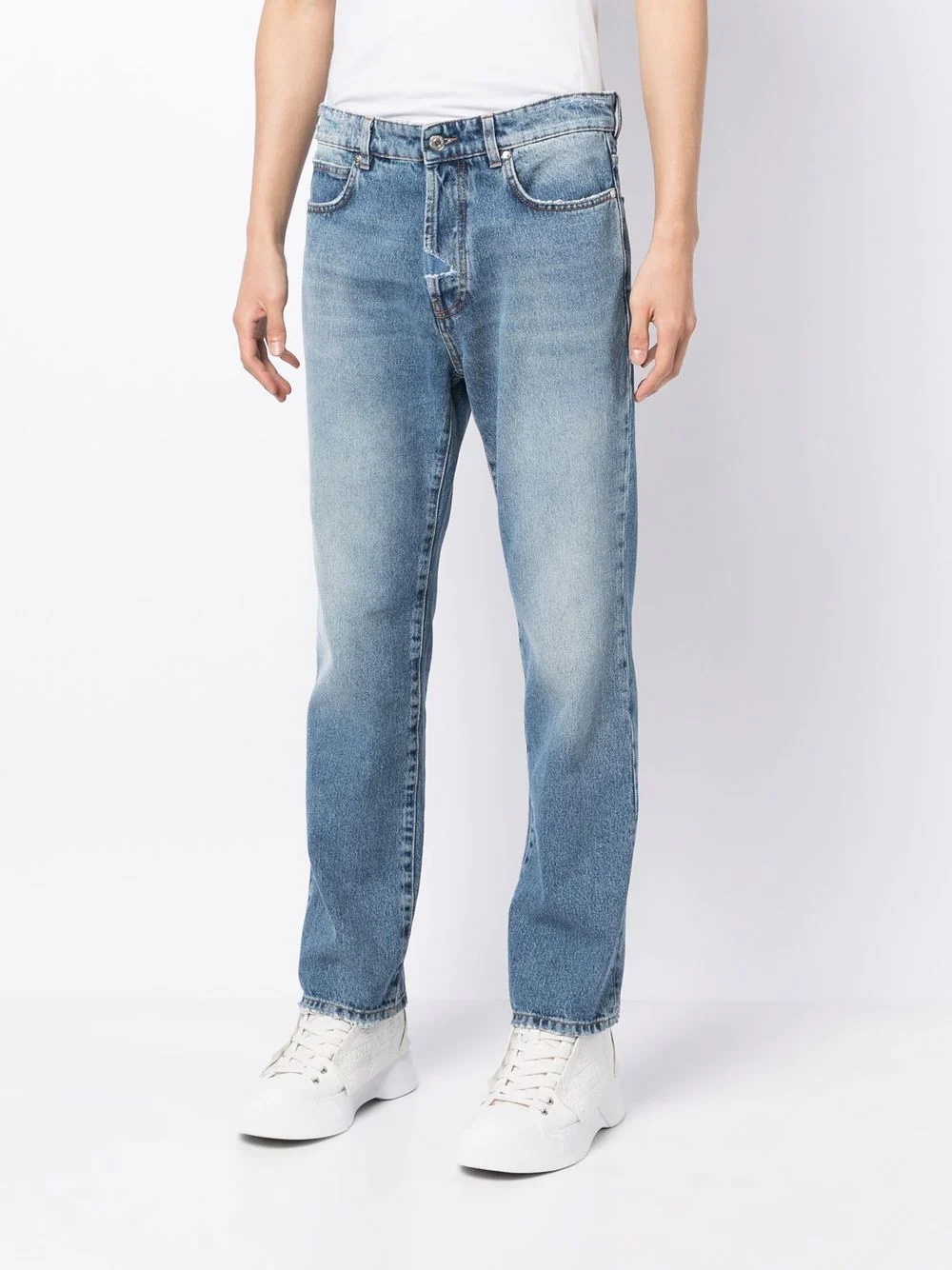 distressed-effect straight-leg jeans - 3